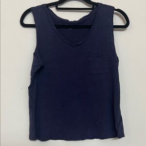🌞Dept 222 Blue distressed Sleeveless Top with breast pocket & v-neck women LP